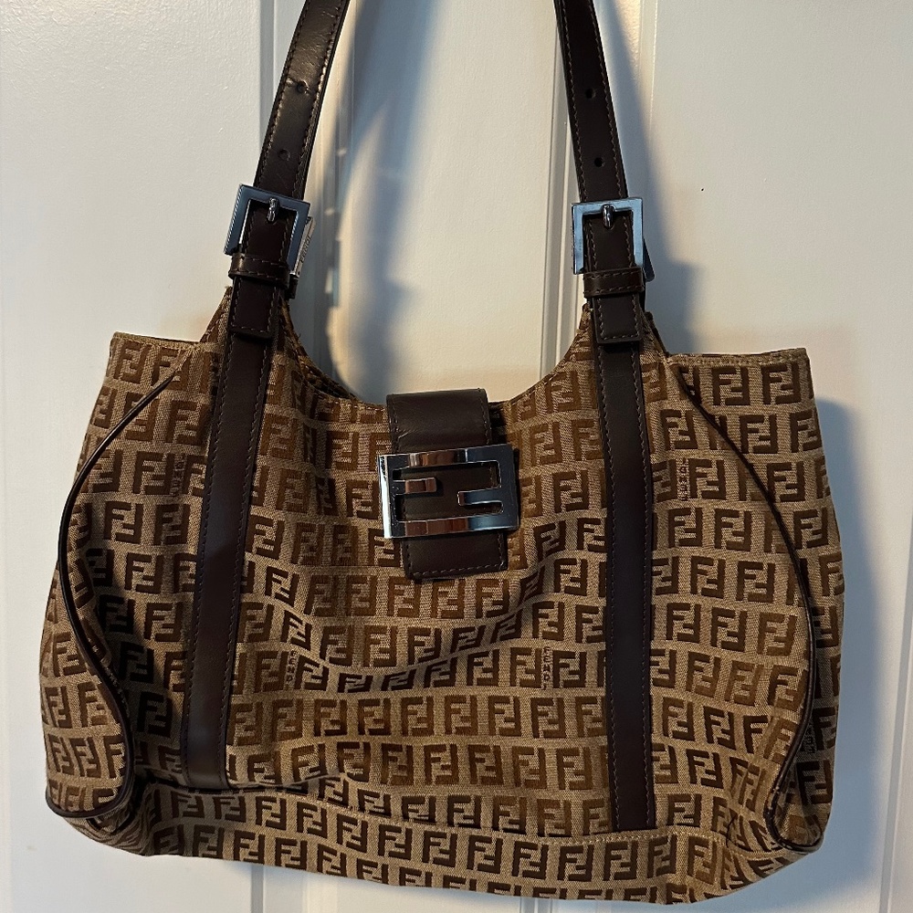 Vintage Fendi Brown Shoulder Tote Bag